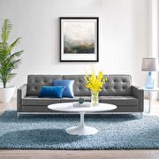 Faux leather sofa in silver gray