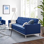 Faux leather sofa in silver navy
