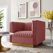Sanguine (Dusty Rose) Vertical channel tufted performance velvet chair in dusty rose