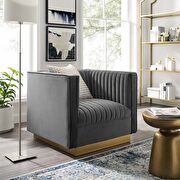 Sanguine (Gray) Vertical channel tufted performance velvet chair in gray