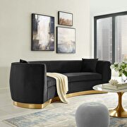 Curved performance velvet sofa in black main photo