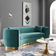 Curved performance velvet sofa in teal main photo