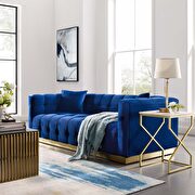 Biscuit tufted performance velvet sofa in navy main photo