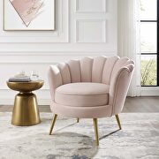 Scalloped edge performance velvet accent armchair in pink main photo