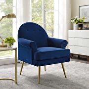 Tufted button accent performance velvet armchair in navy main photo