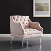 Proverbial (Pink) Tufted button accent performance velvet armchair in pink