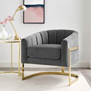 Vertical channel tufted performance velvet accent armchair in gray main photo