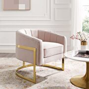 Vertical channel tufted performance velvet accent armchair in pink main photo