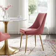 Modern accent performance velvet dining chair in dusty rose main photo