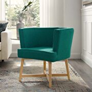 Upholstered fabric accent chair in teal