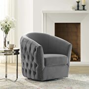 Swivel performance velvet armchair in gray
