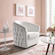 Swivel performance velvet armchair in white main photo