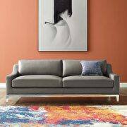 Harness (Gray) Stainless steel base leather sofa in gray