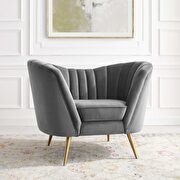 Vertical channel tufted curved performance velvet chair in gray