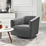 Twist (Gray) Accent lounge performance velvet swivel chair in gray