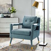 Premise (Light Blue) Accent lounge performance velvet armchair in light blue