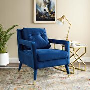 Accent lounge performance velvet armchair in navy main photo