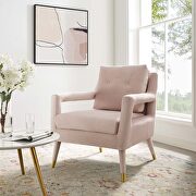 Accent lounge performance velvet armchair in pink main photo
