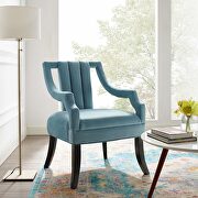 Performance velvet accent chair in light blue