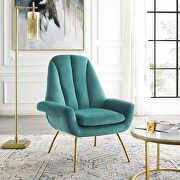 Accent performance velvet armchair in teal main photo