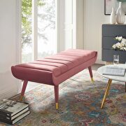 Guess (Rose) Channel tufted performance velvet accent bench in dusty rose