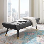 Channel tufted performance velvet accent bench in gray main photo