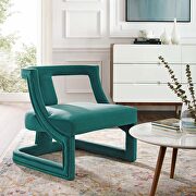 Accent lounge performance velvet armchair in teal main photo