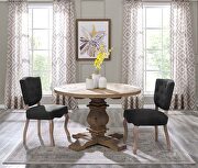 Column 47 Round pine wood dining table in brown