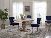Round pine wood dining table in brown main photo