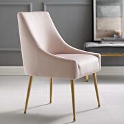 Upholstered performance velvet dining chair in pink main photo