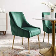 Pleated back upholstered performance velvet dining chair in green main photo