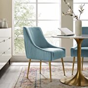 Pleated back upholstered performance velvet dining chair in light blue main photo