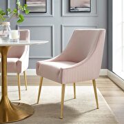 Pleated back upholstered performance velvet dining chair in pink main photo