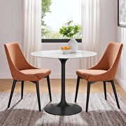 Round artificial marble dining table in black white main photo