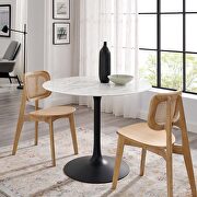 Lippa 40 (Marble Black) R Round artificial marble dining table in black white