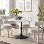 Round artificial marble dining table in black white
