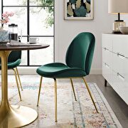 Scoop (Green) Gold stainless steel leg performance velvet dining chair in green