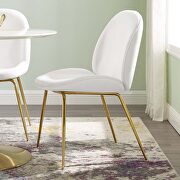 Scoop (White) Gold stainless steel leg performance velvet dining chair in white