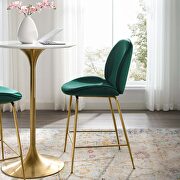 Gold stainless steel leg performance velvet counter stool in green main photo