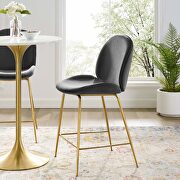 Scoop C (Gray) Gold stainless steel leg performance velvet counter stool in gray