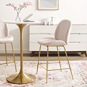 Scoop C (Pink) Gold stainless steel leg performance velvet counter stool in pink