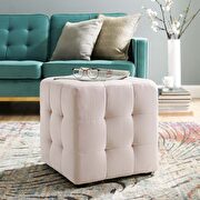 Contour (Pink) Tufted cube performance velvet ottoman in pink