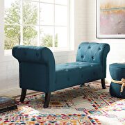 Evince (Blue) Button tufted accent upholstered fabric bench in blue
