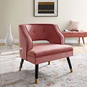Button tufted open back performance velvet armchair in dusty rose main photo