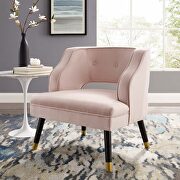 Button tufted open back performance velvet armchair in pink