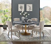 Drive 60 (Black Gold) R Round wood top dining table in black gold
