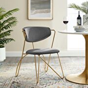 Prevail (Gold) Gold stainless steel dining and accent gray performance velvet chair