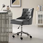 Regent (Gray) Tufted button swivel faux leather office chair in gray