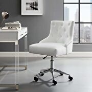 Regent (White) Tufted button swivel faux leather office chair in white