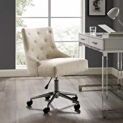 Regent F (Beige) Tufted button swivel upholstered fabric office chair in beige